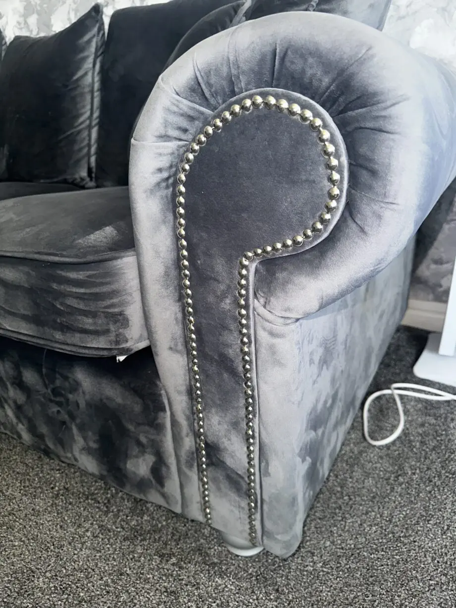 1x (Grey) Ashwin Plush Velvet Luxury Corner Sofa