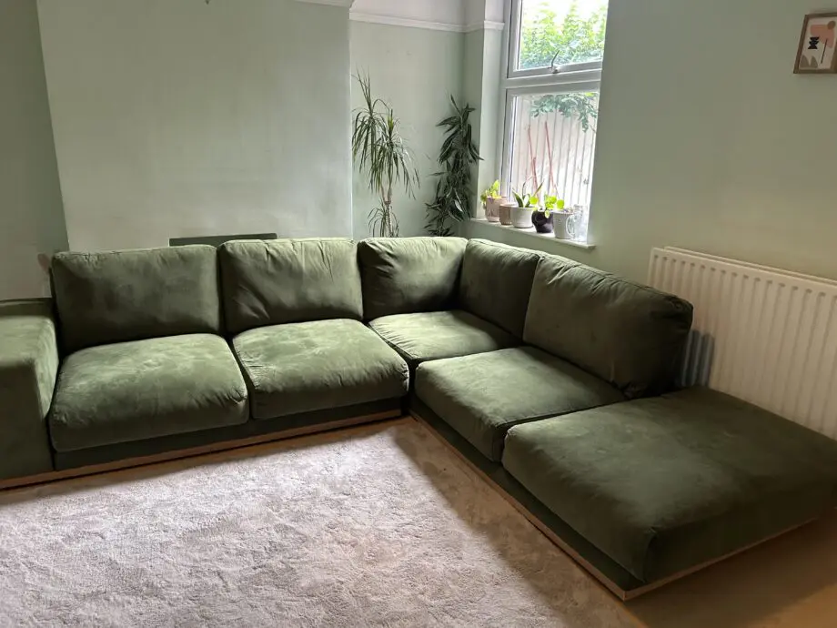 Swoon Denver right-hand corner sofa green velvet RRP £4039