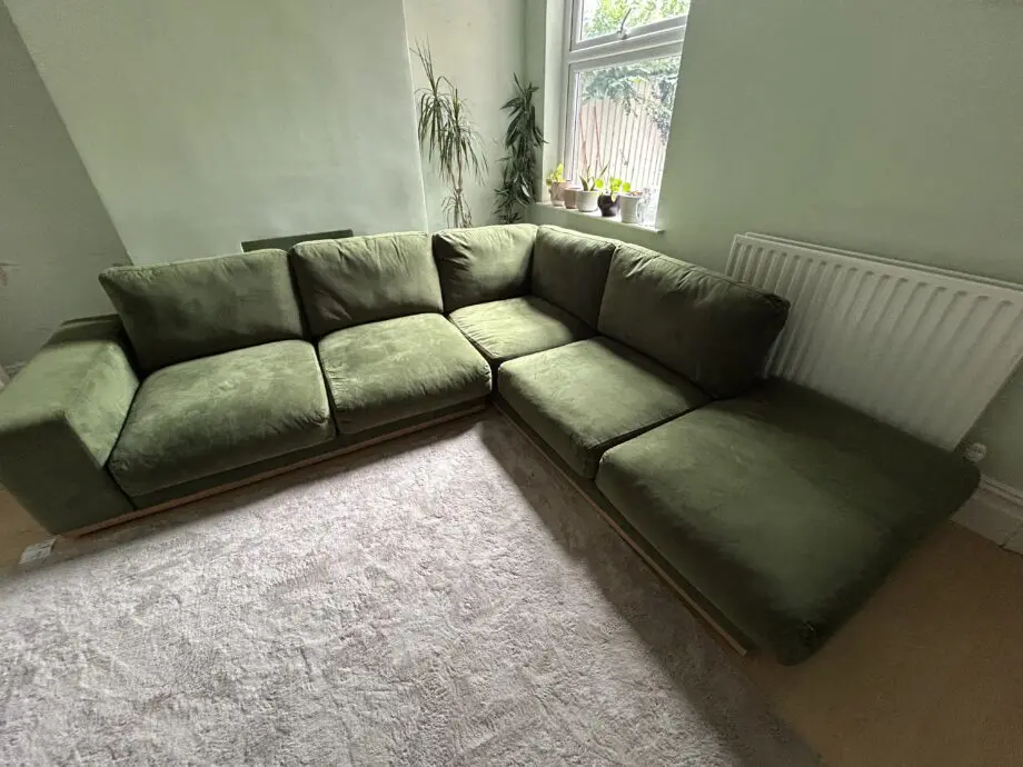 Swoon Denver right-hand corner sofa green velvet RRP £4039