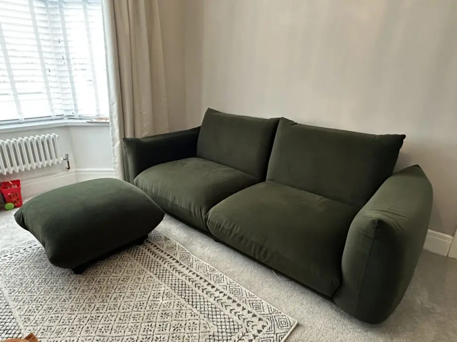Daals Moss Green Gianni 3 seater sofa and footstool