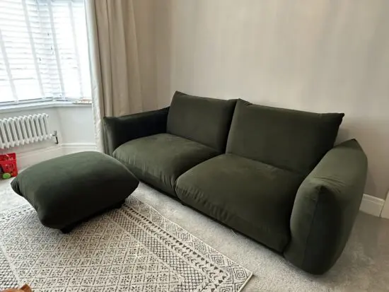 Daals Moss Green Gianni 3 seater sofa and footstool
