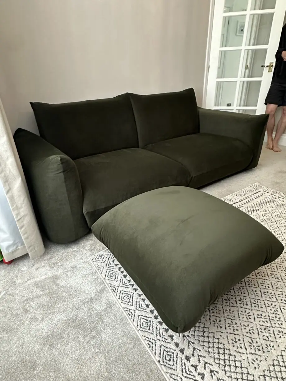 Daals Moss Green Gianni 3 seater sofa and footstool