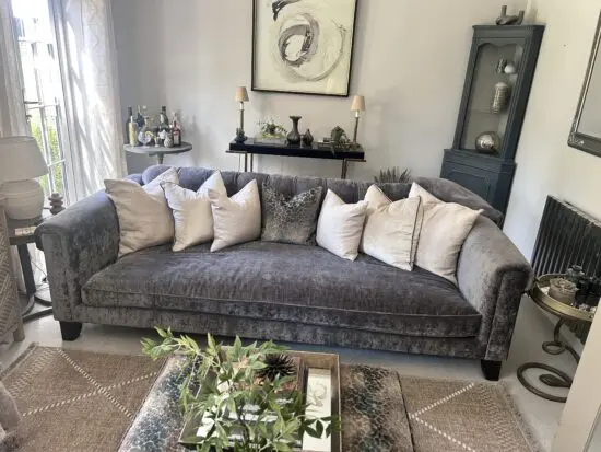 Charcoal Grey Grand Velvet 4-Seater Sofa