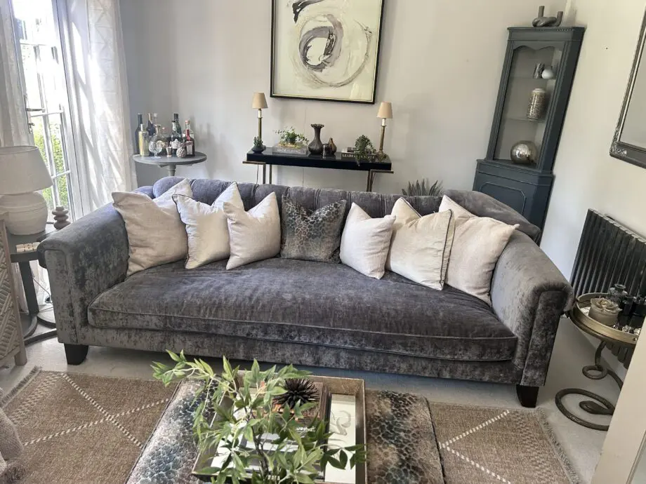 Charcoal Grey Grand Velvet 4-Seater Sofa