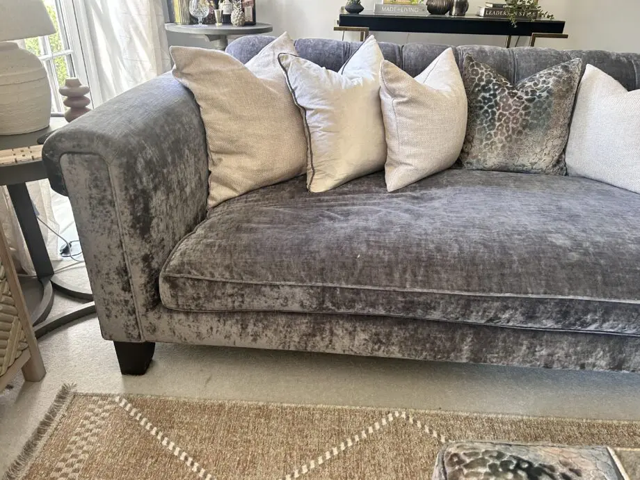 Charcoal Grey Grand Velvet 4-Seater Sofa
