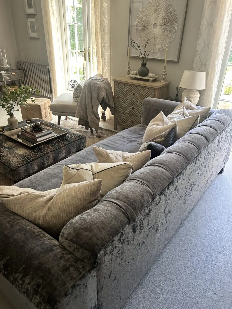 Charcoal Grey Grand Velvet 4-Seater Sofa