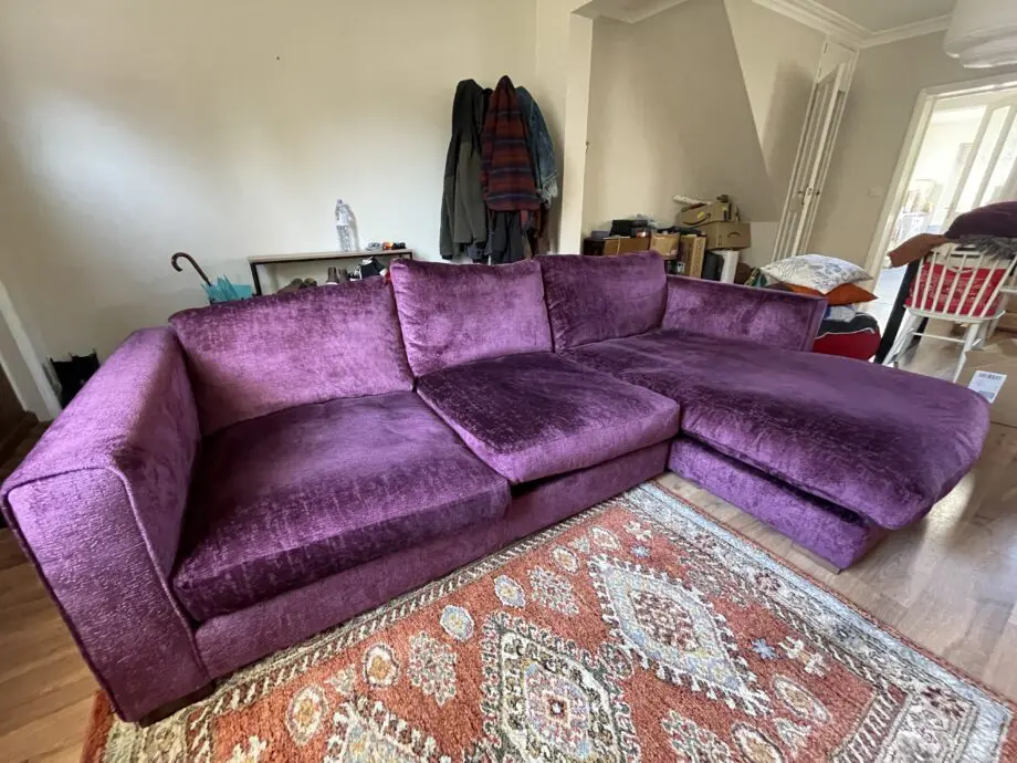 Sofology Purple 3 Seater Chaise Sofa