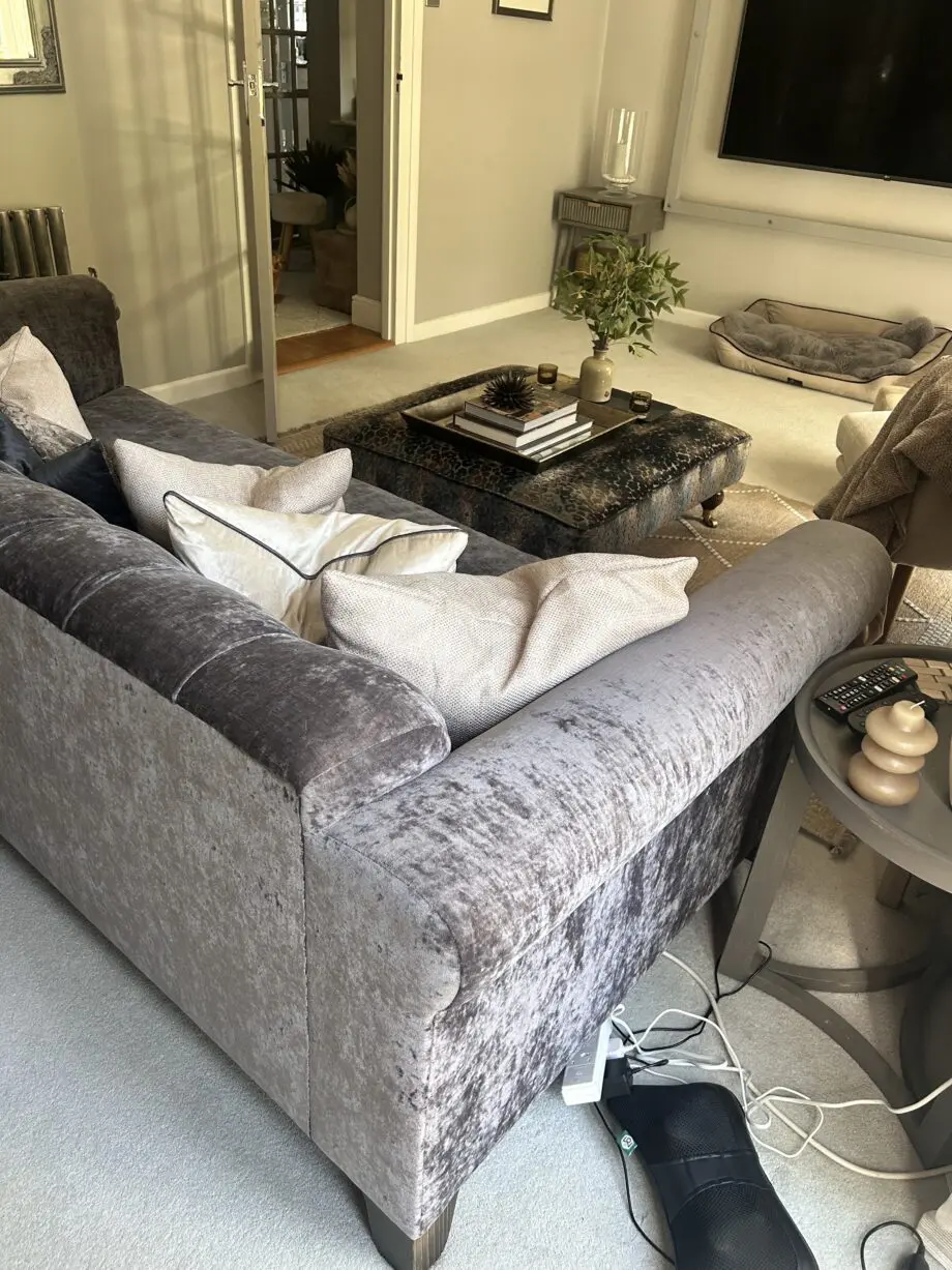 Charcoal Grey Grand Velvet 4-Seater Sofa