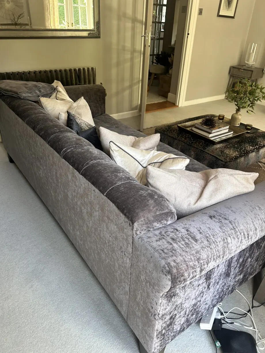 Charcoal Grey Grand Velvet 4-Seater Sofa