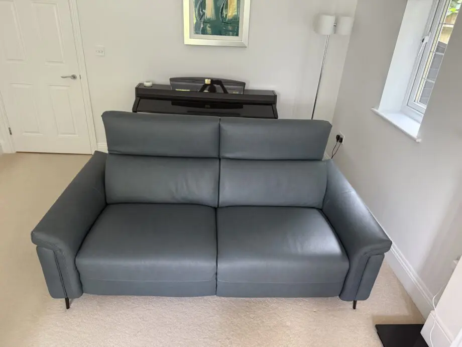 Italian Leather Grey/Blue Sofas
