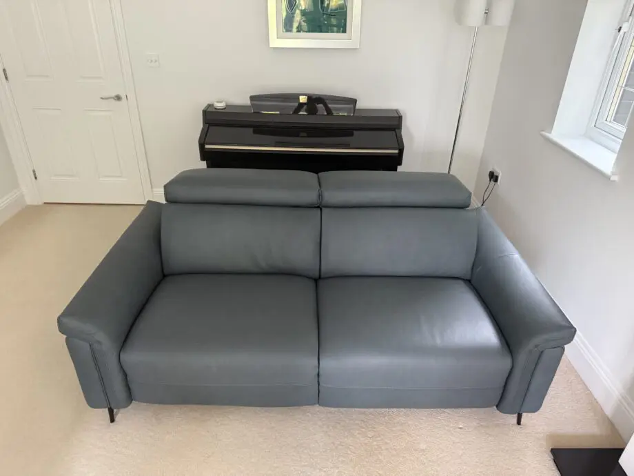 Italian Leather Grey/Blue Sofas