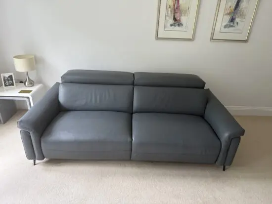 Italian Leather Grey/Blue Sofas