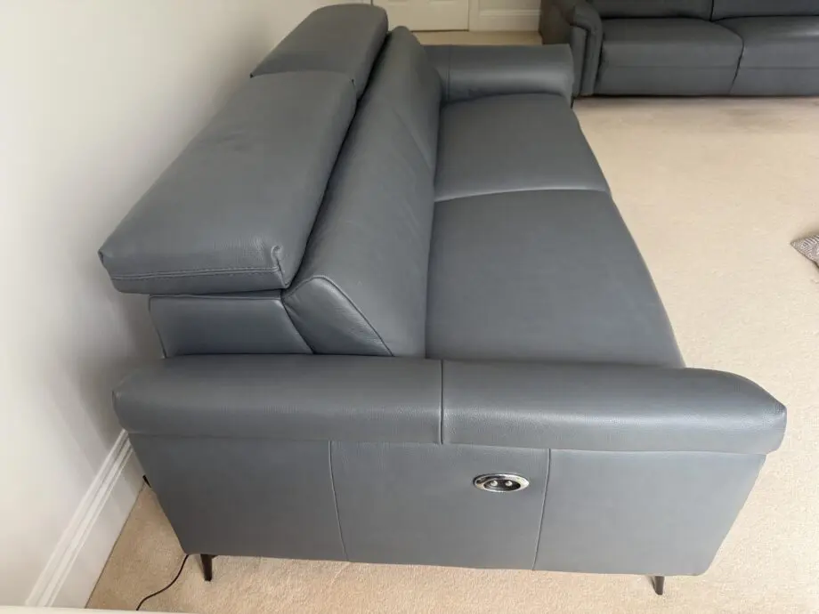 Italian Leather Grey/Blue Sofas