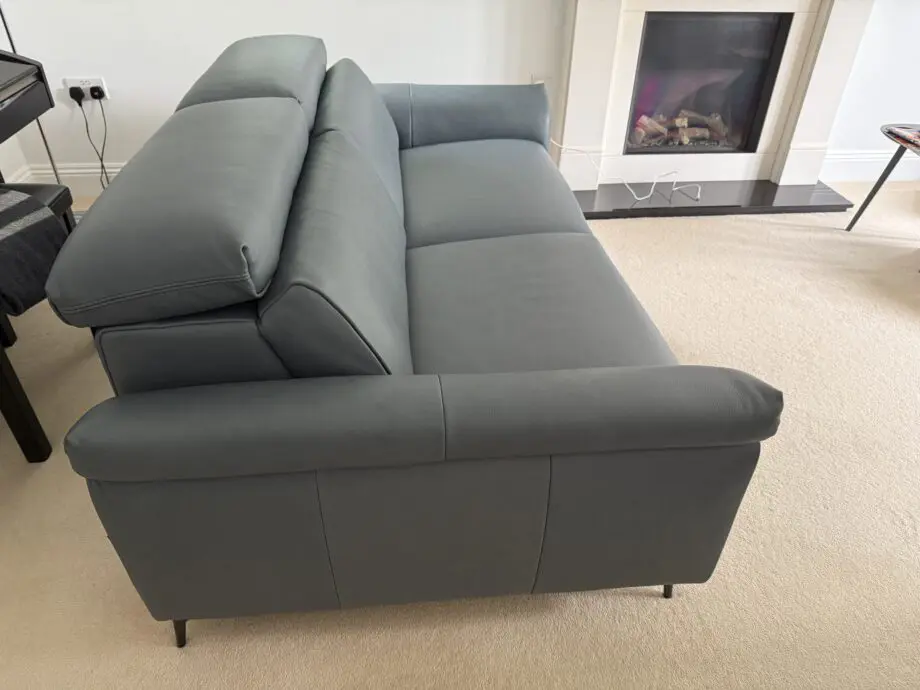 Italian Leather Grey/Blue Sofas