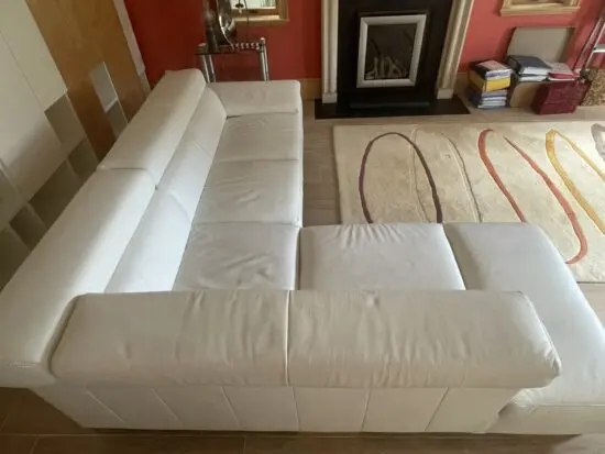 Ivory leather corner sofa