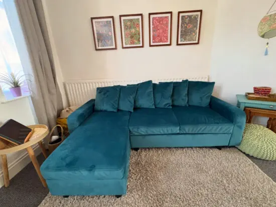Laura James Tracy Corner Sofa in Teal - Velvet