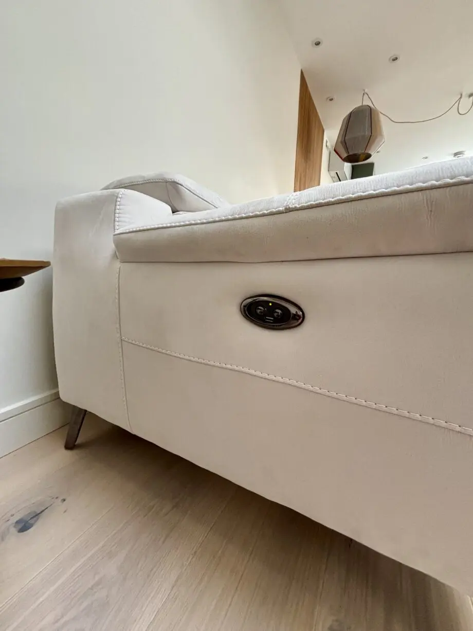 Beautiful white, auto reclining Sofology couch