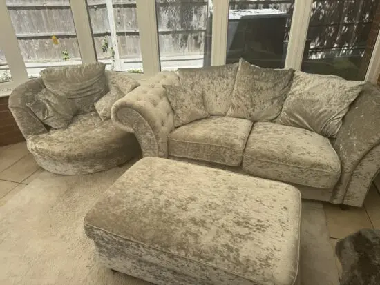 Silver 3 Piece Sofa Set