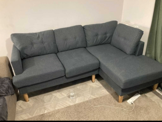 Charcoal (looks blue) left L sofa