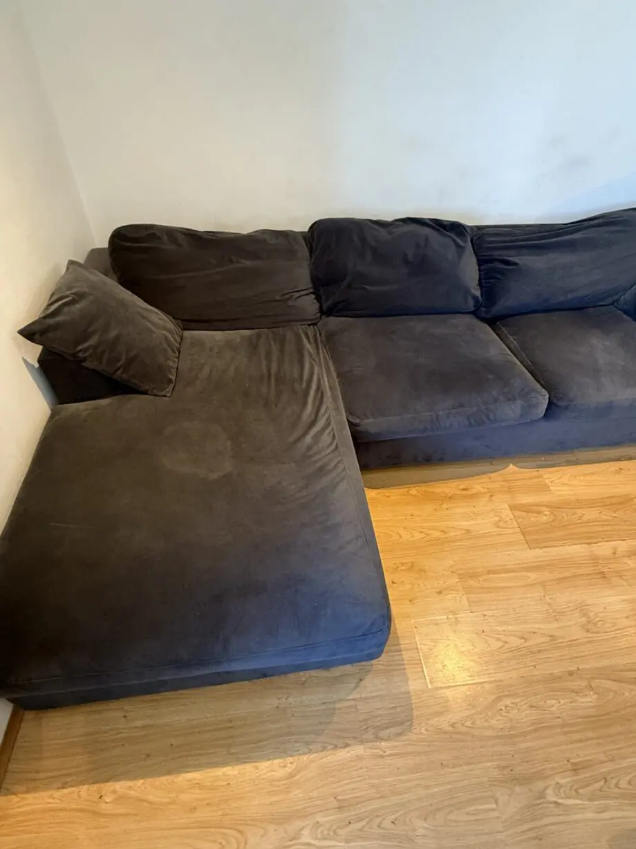 Dark Grey Velvet Left Hand 4 Seater Chaise Corner Sofa - August