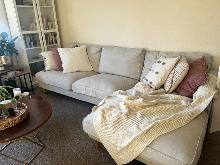 Beige Fabric Right Hand Facing 4 Seater Chaise Corner Sofa - Payton