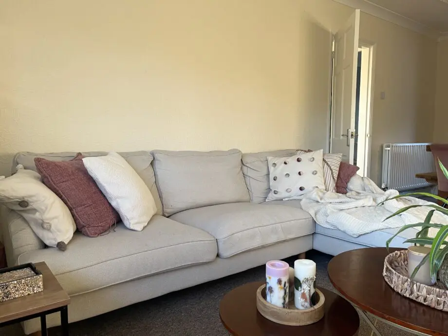 Beige Fabric Right Hand Facing 4 Seater Chaise Corner Sofa - Payton