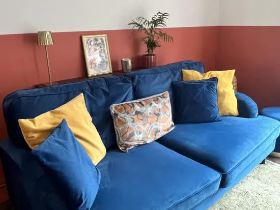 Royal Blue Velvet 3 Seater Sofa