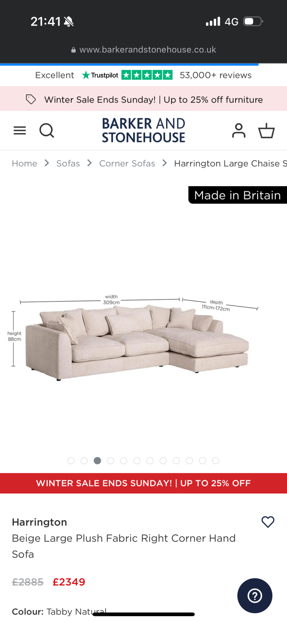 Chaise L shape sofa
