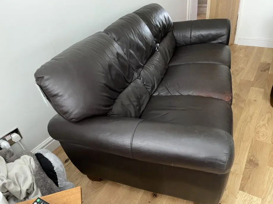 DFS dark brown 3-seater, 2-seater + footstool