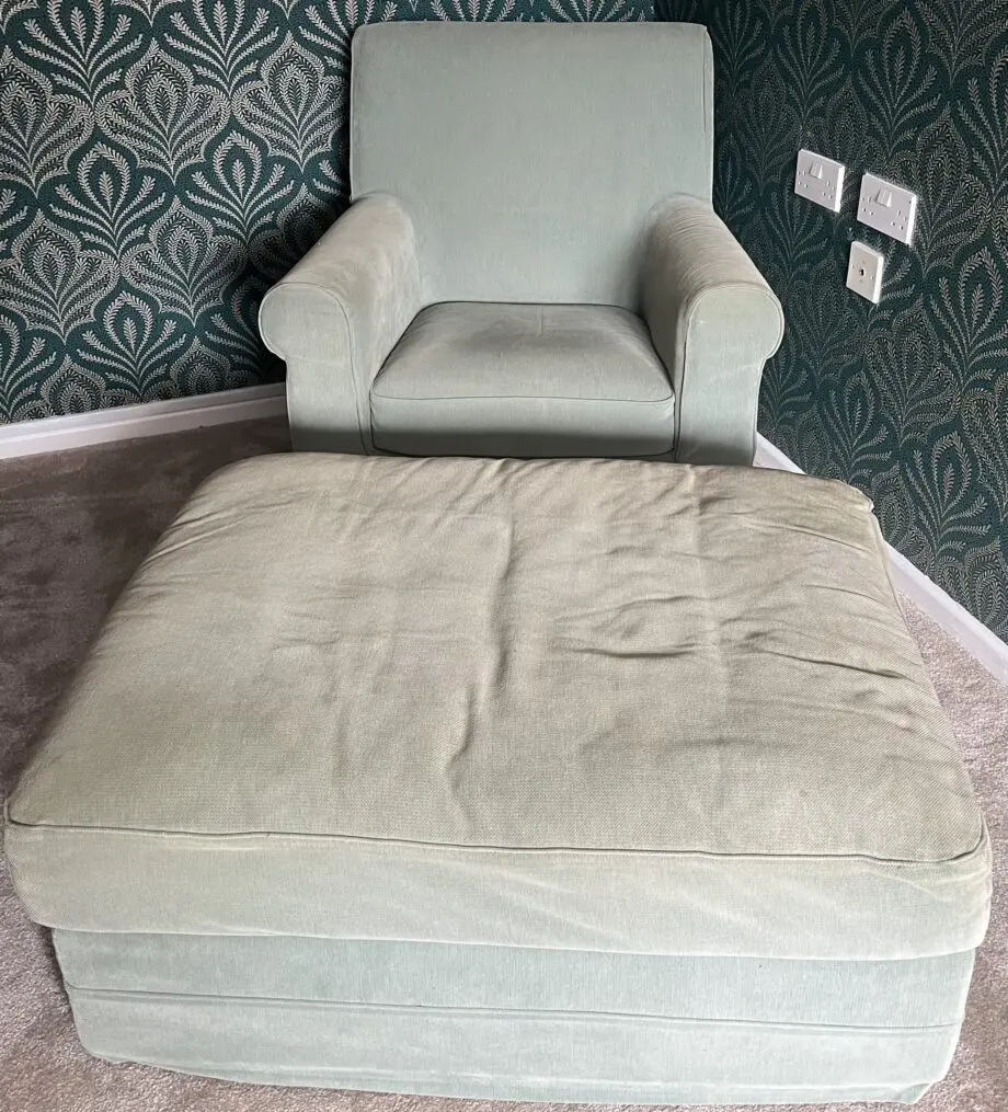 IKEA Light Green L shape sofa / Chair / Footstall