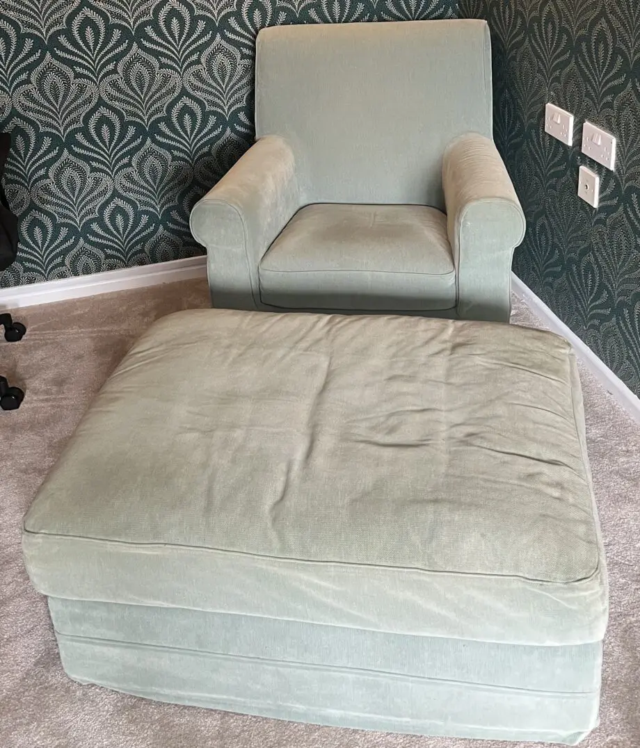 IKEA Light Green L shape sofa / Chair / Footstall