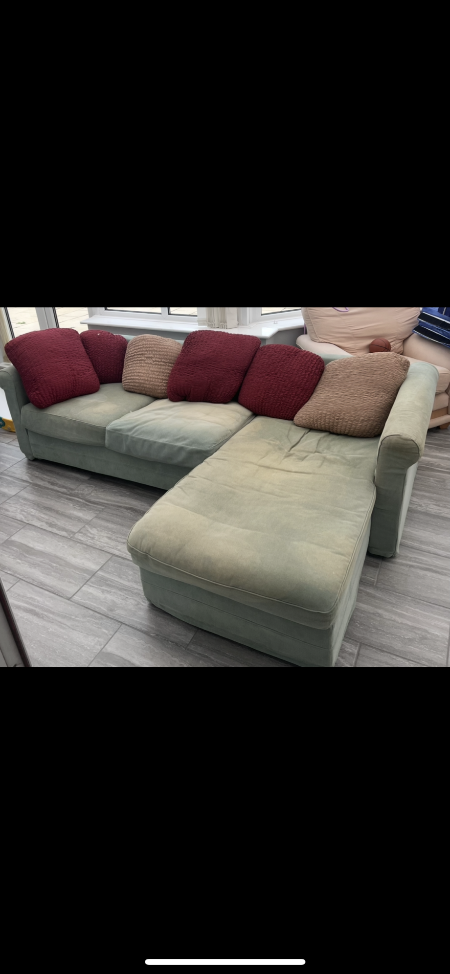 IKEA Light Green L shape sofa / Chair / Footstall