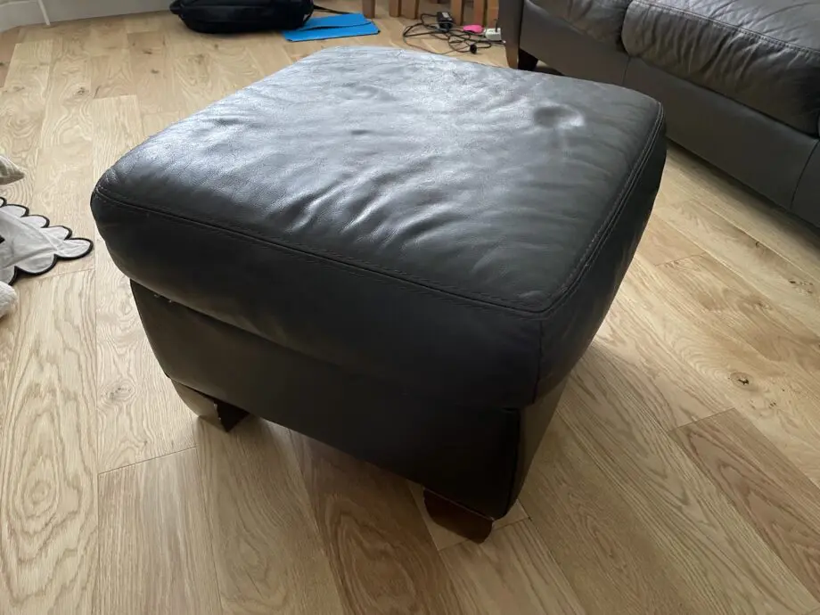 DFS dark brown 3-seater, 2-seater + footstool