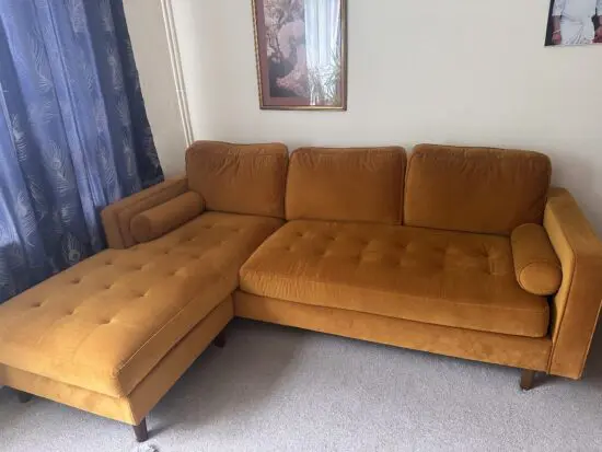 The Zoe Casual Sit Velvet Corner Chaise Sofa
