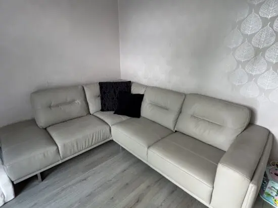 Beige Leather Corner Sofa