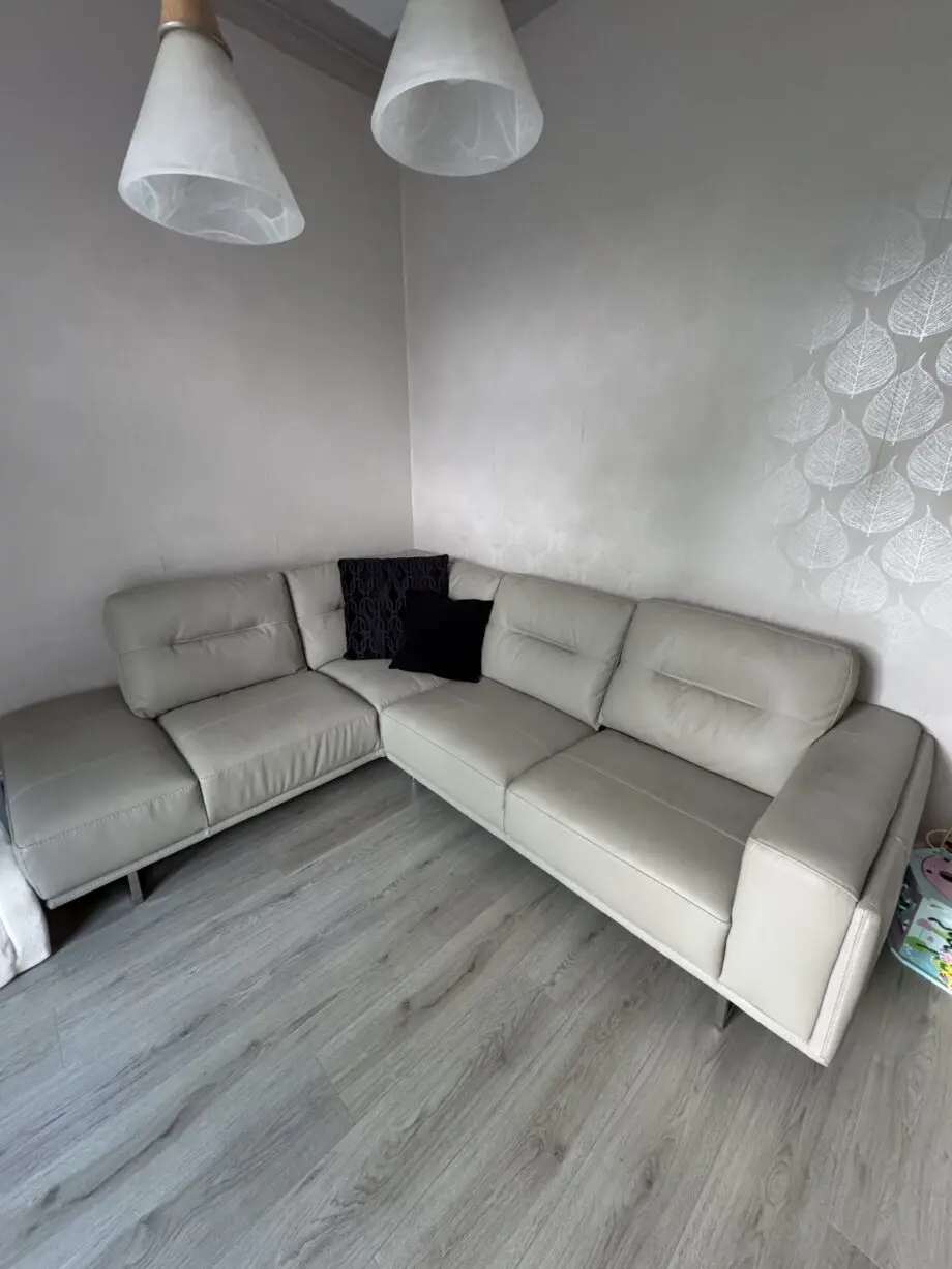 Beige Leather Corner Sofa
