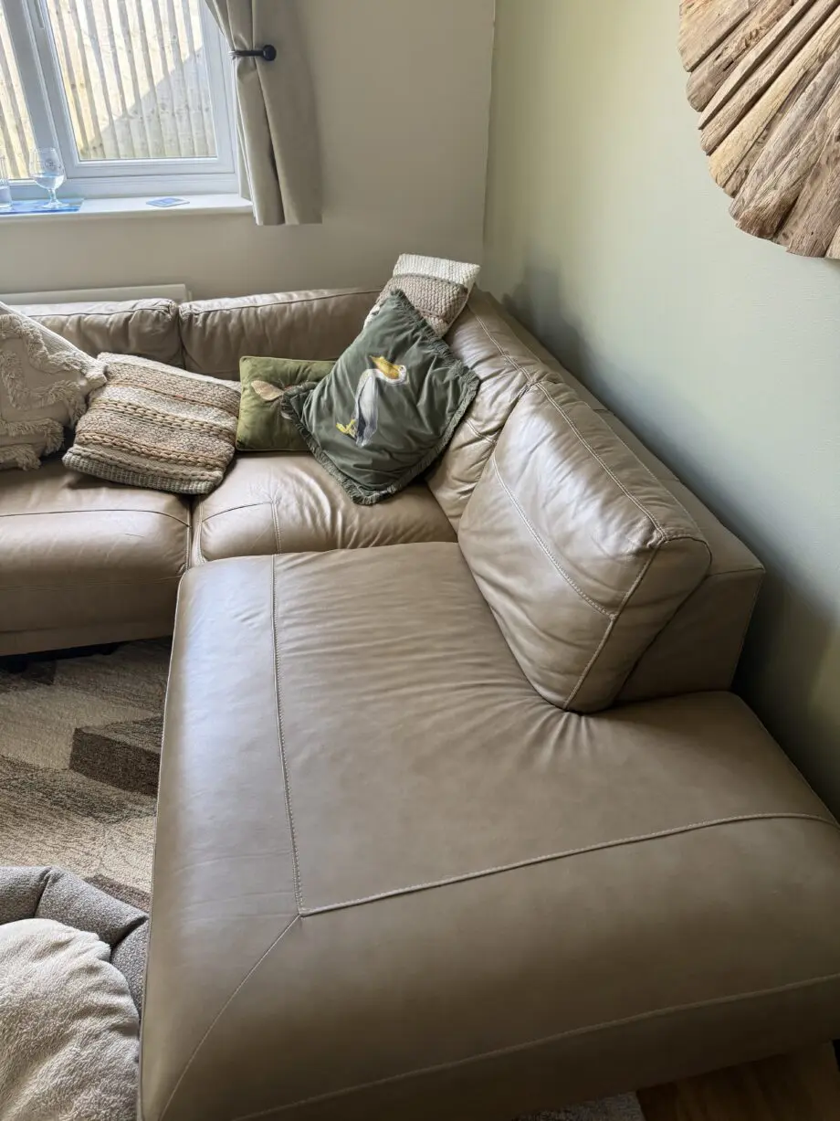 DFS Nuela Leather Left Hand Facing Arm Open End Corner Sofa - Almond Tan RRP £1779