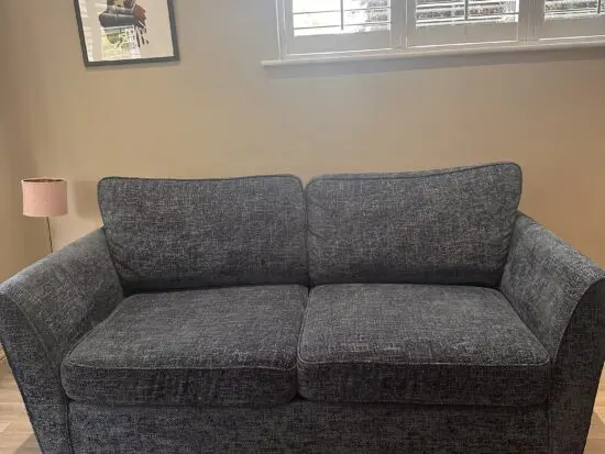 Blue 3 seater sofa bed and matching love seat