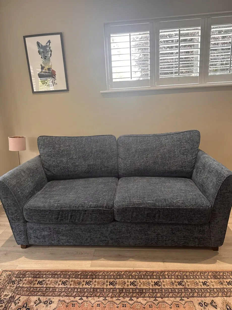 Blue 3 seater sofa bed and matching love seat