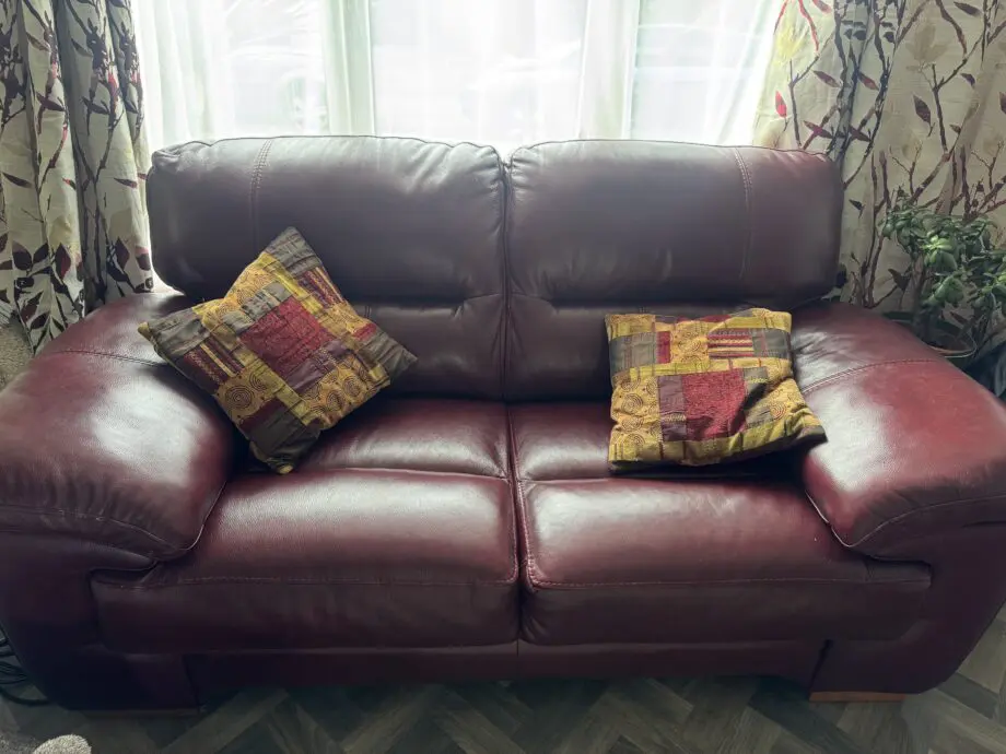 Maroon Leather 2-seater Sofa