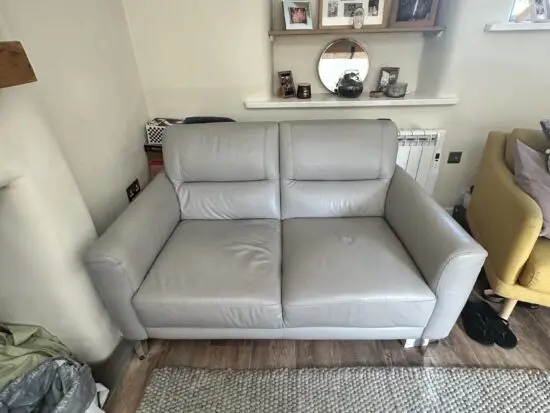 Next pale grey leather two seater