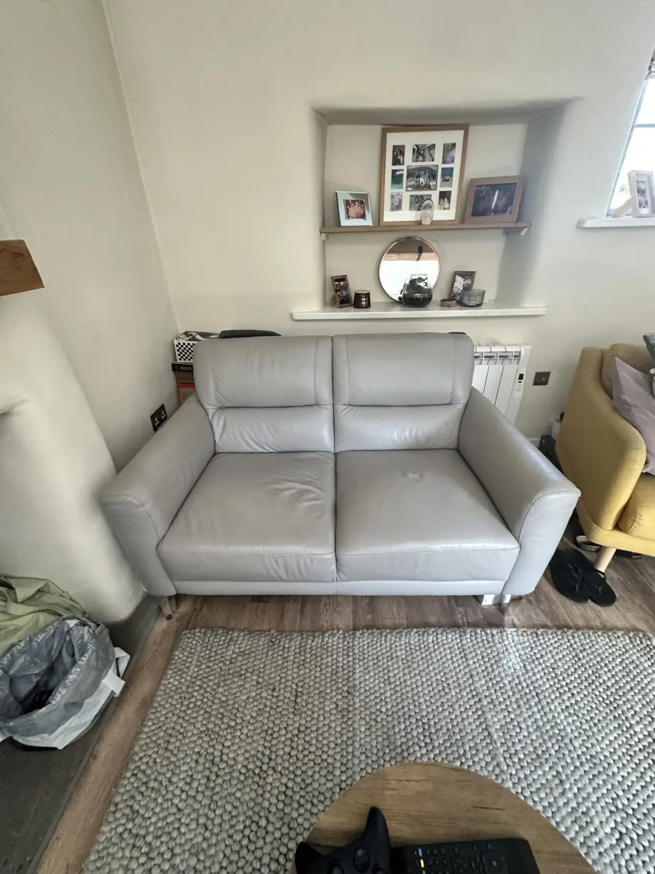 Next pale grey leather two seater