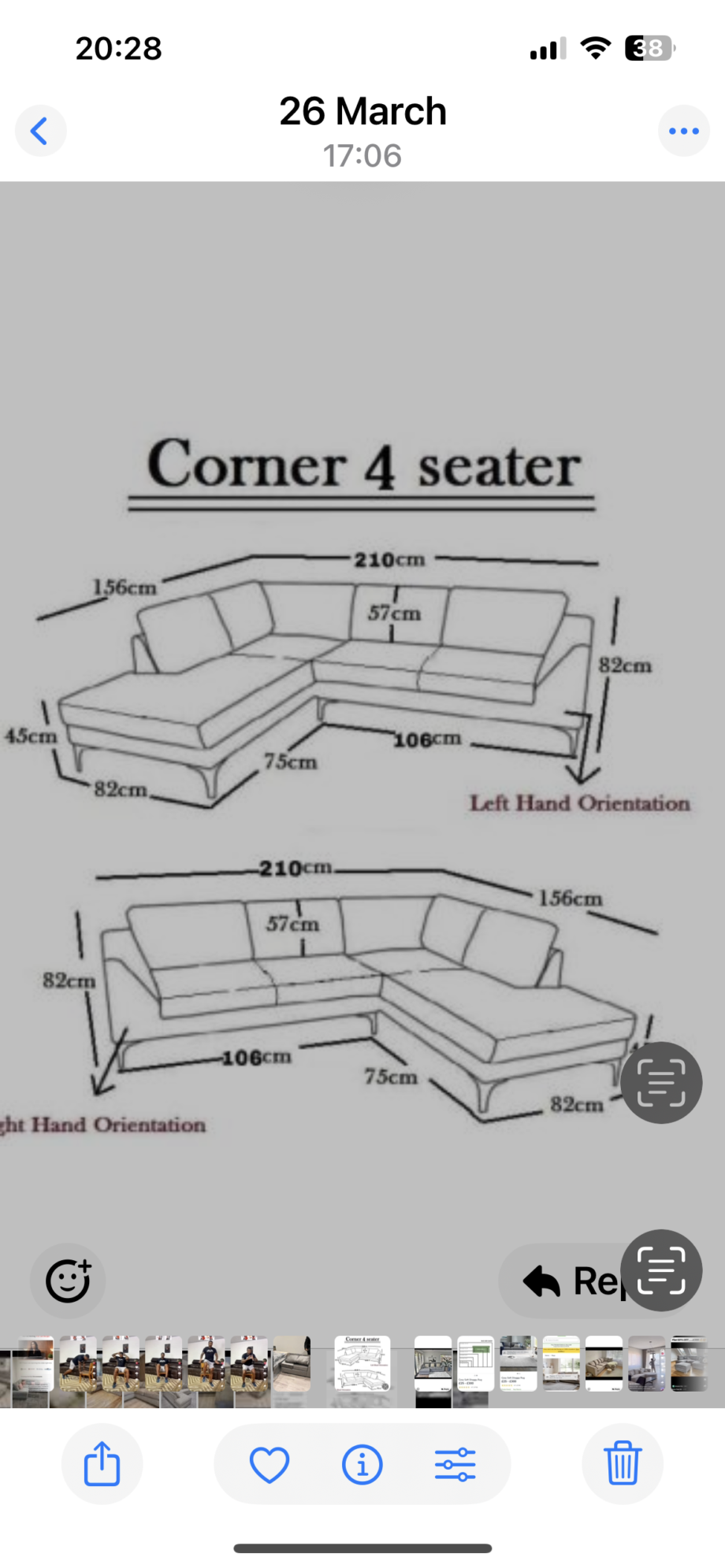 Light grey corner sofa