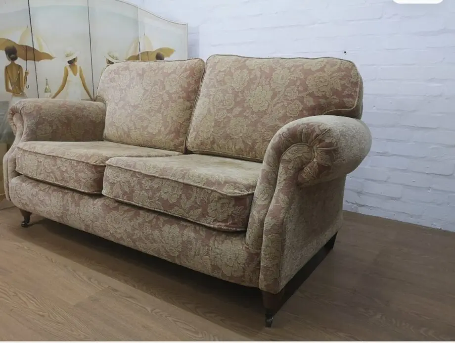 Dusky rose floral two seater sofa by Sofa Sofa
