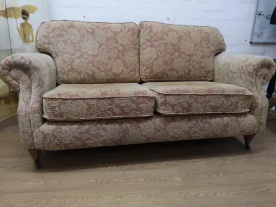 Dusky rose floral two seater sofa by Sofa Sofa