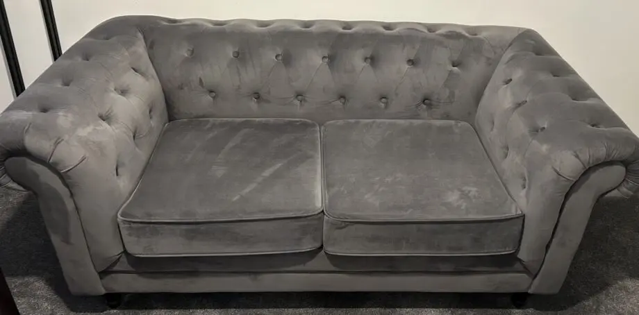 Habitat charcoal Chesterfield velvet 2 seater sofa