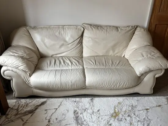 DFS Cream Leather 3 Seater Sofa