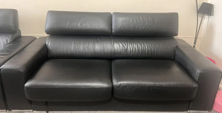 DFS Black 3 seater leather sofa bed