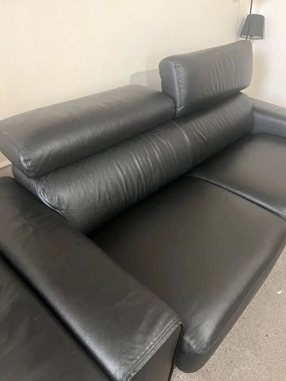 DFS Black 3 seater leather sofa bed