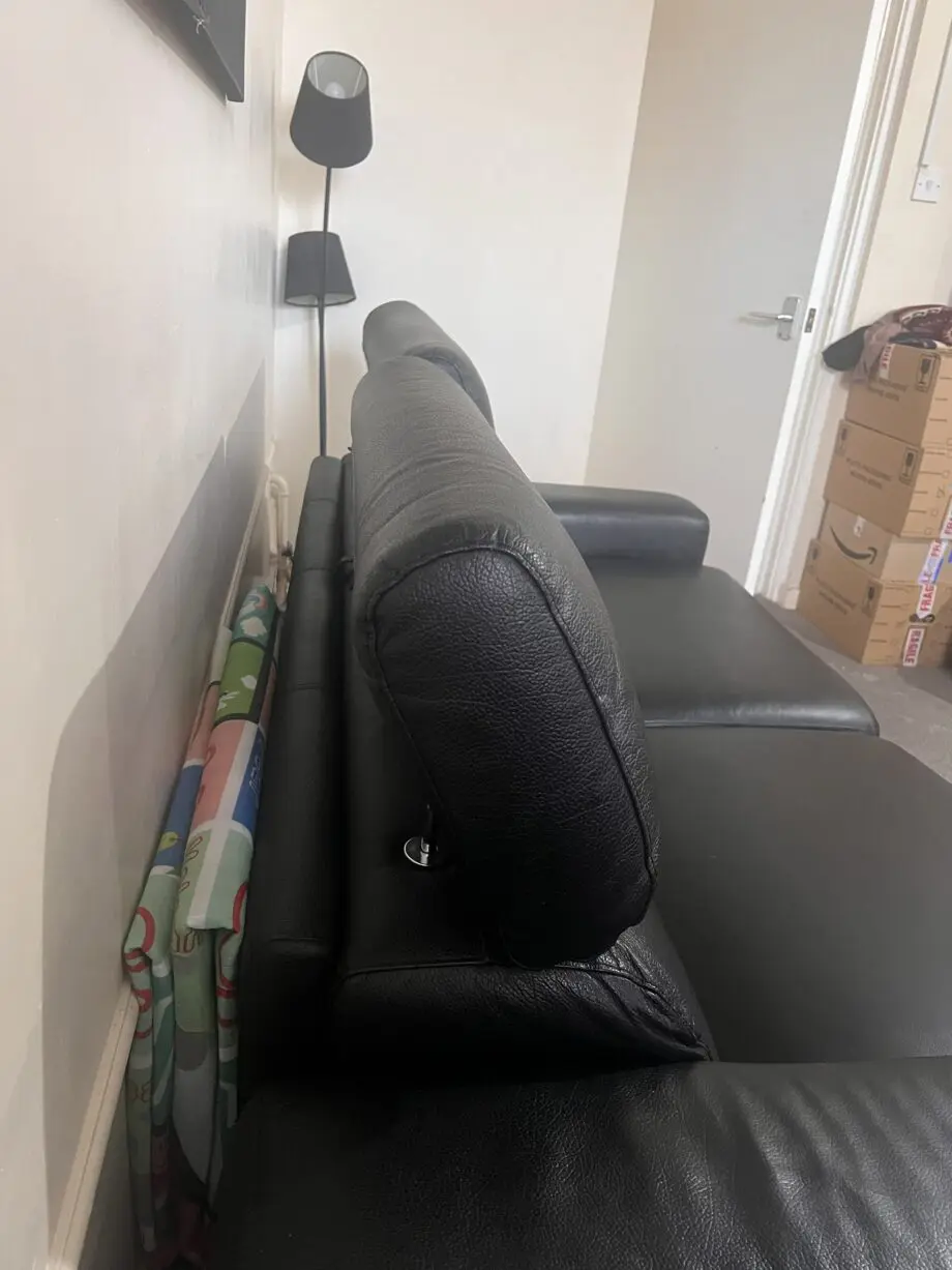 DFS Black 3 seater leather sofa bed